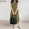 ZANZEA Women Casual O-neck Sleeveless Summer Tank Dress