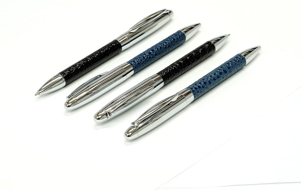 Genuine Brass Rotating Ballpoint Director in Premium Gift Black 2-Pack Leather-Wrapped Pens, Style, Box, K7-PD03-2-B