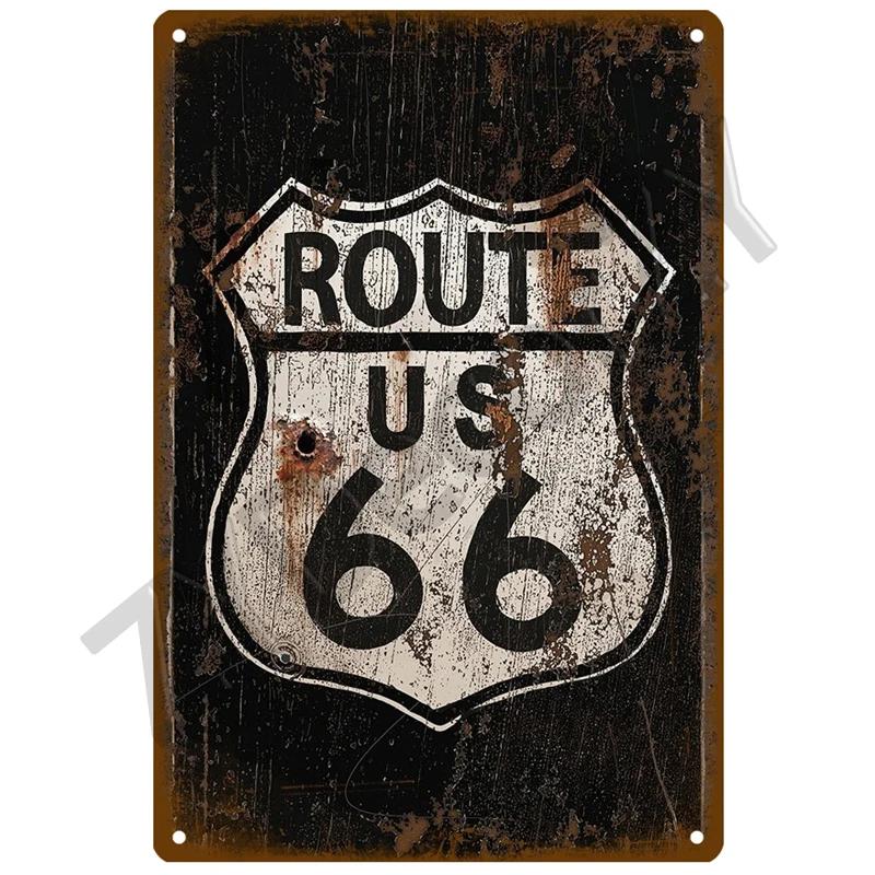 Route 66 Metal Sign House Plaque Metal Poster Tin Sign Plate Wall Posters Vintage Retro Aesthetic Room Decor Wall Art Decoration