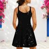 Women Plus Size V Neck Double Straps Sleeveless Purple Black Butterfly Printed Mini Dress