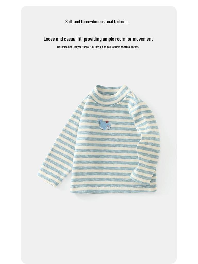 DUUDUU Striped Long Sleeve T-Shirt for Baby Boys & Girls - 2025 Korean Style Base Layer