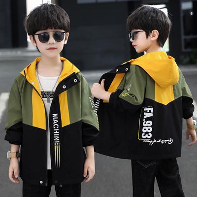 Boys Spring and Fall High Collar Handsome Rushing Jacket Middle and Large Children Long-sleeved Zipper Sports Coat