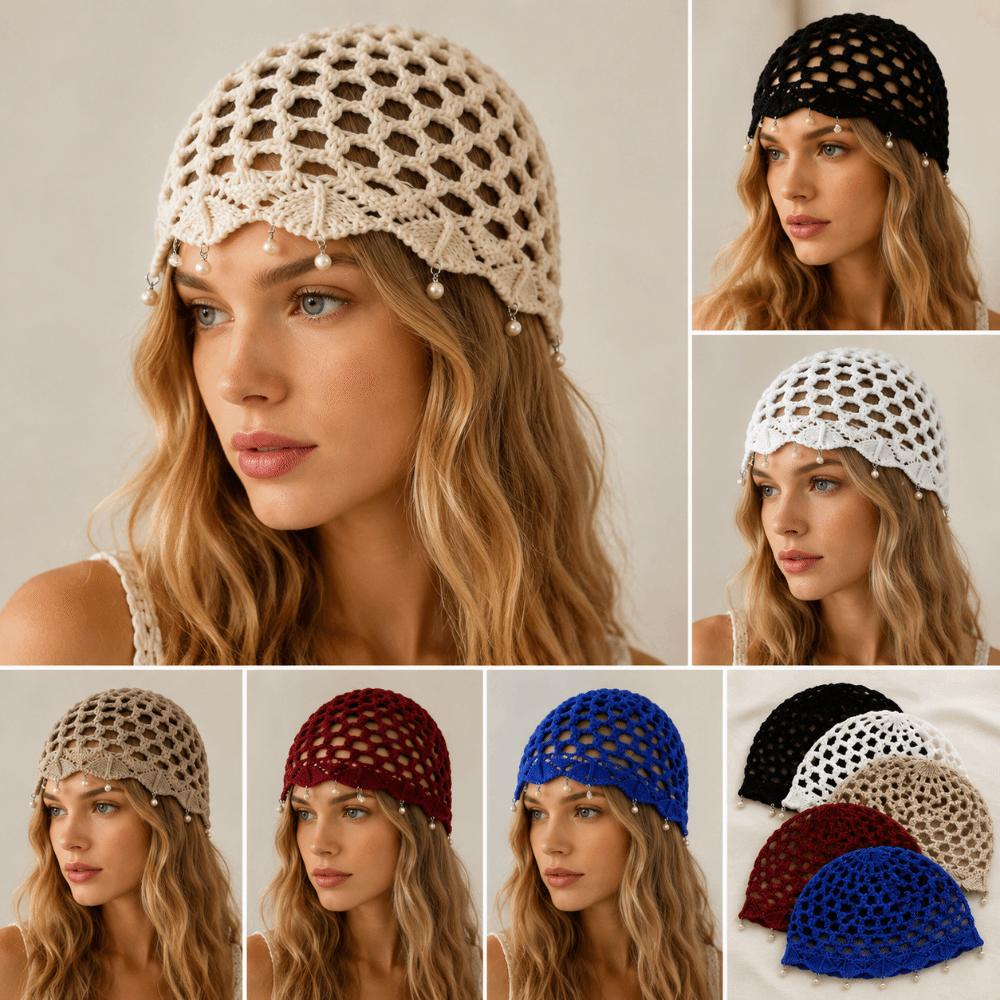 Adjustable Hollow Knit Cap Hollow Out Ethnic Style Cap Breathable Bohemian Cap Outdoor