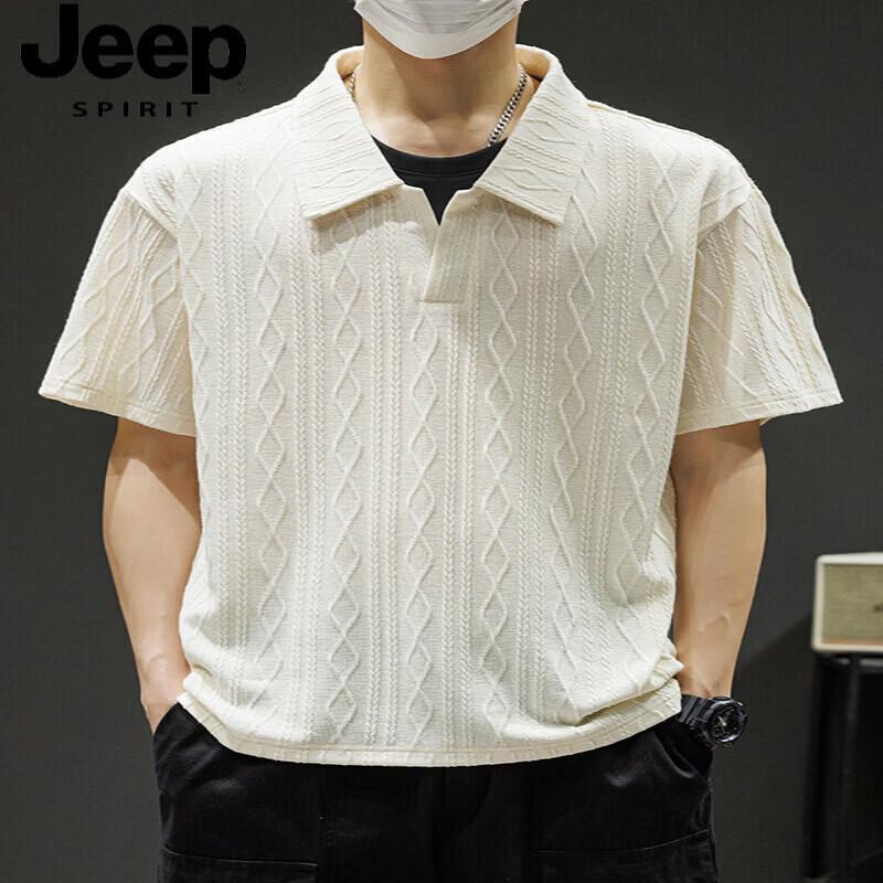 JEEP SPIRIT Men s Summer Faux Two-Piece Short Sleeve Polo Shirt L