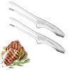 2 Pieces Stainless Steel Grill Tongs for Korean and Japanese BBQ Clean & Convenient Use,Non-Slip Serrated Tips,Ideal for Cooking Self-Standing Tongs