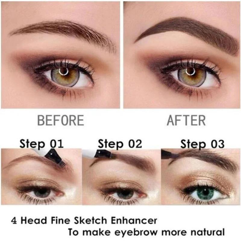 4 Forks 3D Liquid Eyebrow Pencil Lasting Waterproof Anti-Sweat Non-Fading Color Eyebrow Hair Makeup Women Beauty Makeup 5 Colors