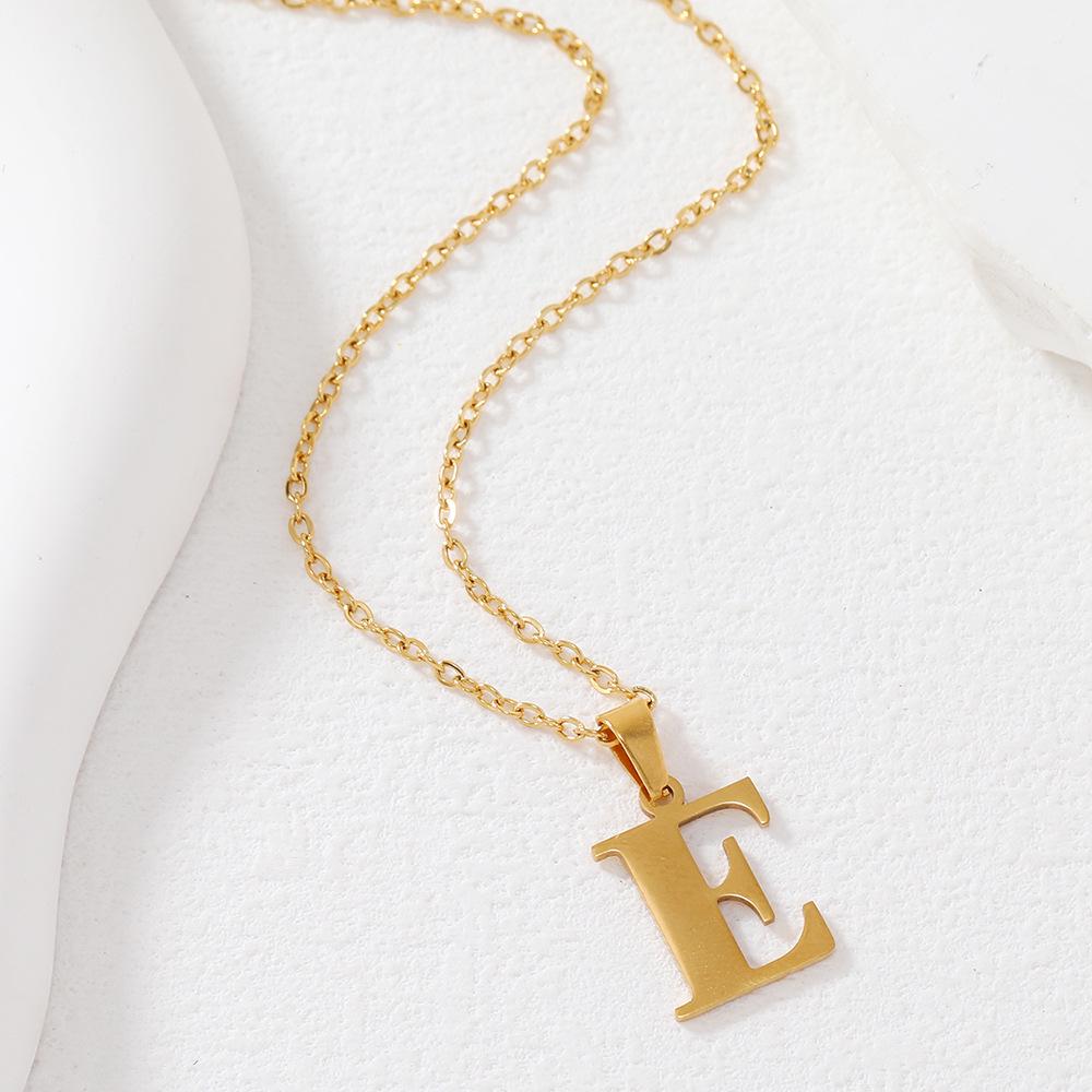 Polished Stainless Steel Alphabet Necklace - Women's Daily Wear Clavicle Chain