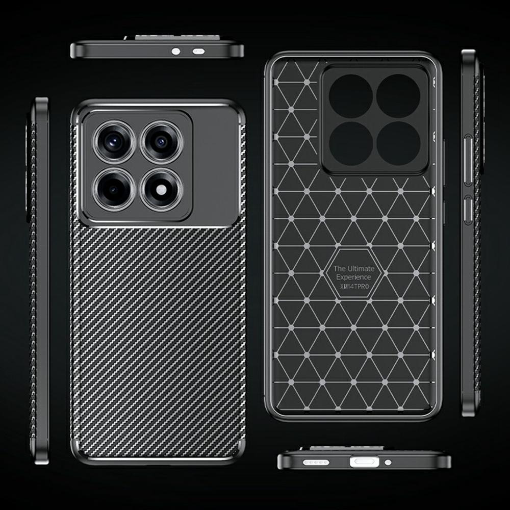 For Xiaomi 14T Pro Case Carbon Fiber Texture TPU Phone Cover Heat Dissipation