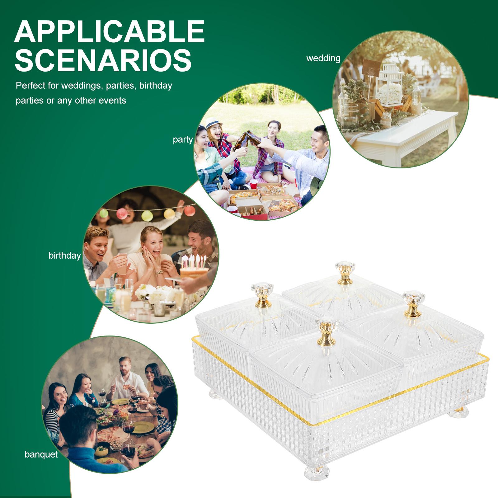 

Поднос для закусок с отделением для закусок и подносом. Идеально подходит для вечеринок. Настольное сервировочное блюдо для домашнего использования. прозрачный