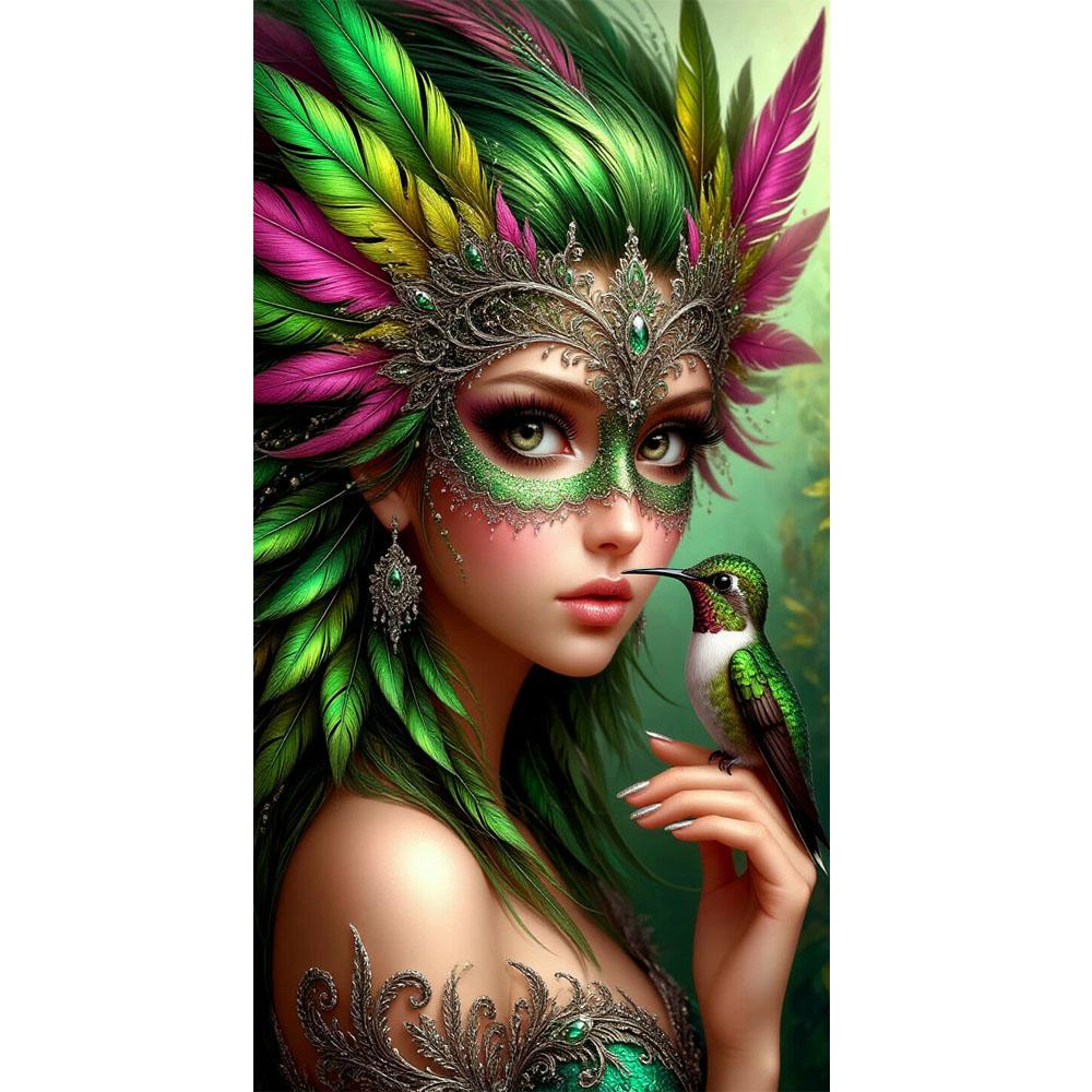 Fantasy Girl and Rhinoceros Parrot Picture DIY Diamond Painting Cross Stitch Full Drills Diamond Mosaic New Collection Home Decor