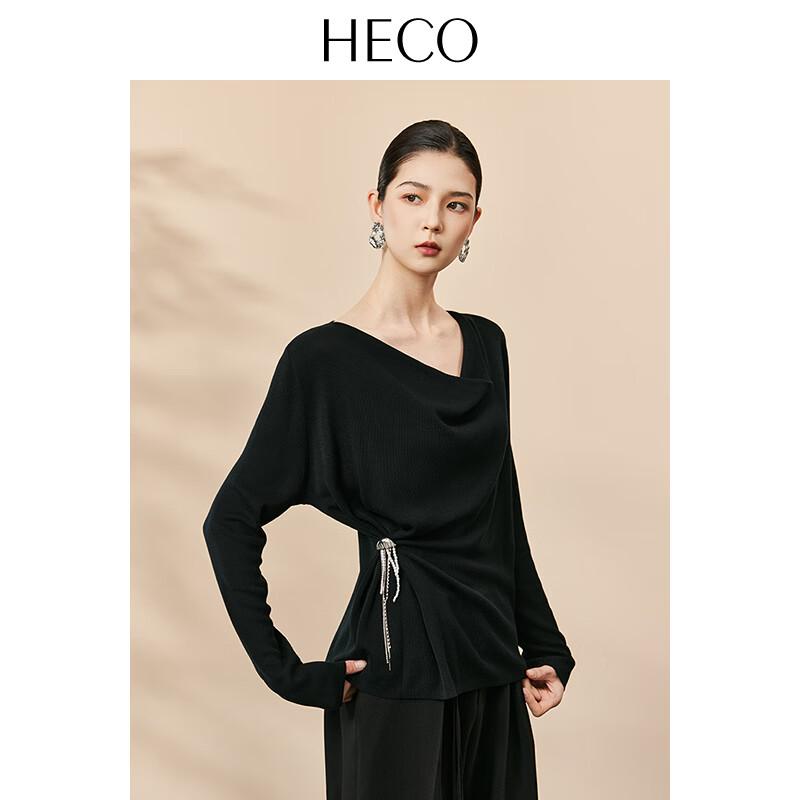 HECO Women s Lyocell Cowl Neck Knit Top with Jellyfish Brooch M