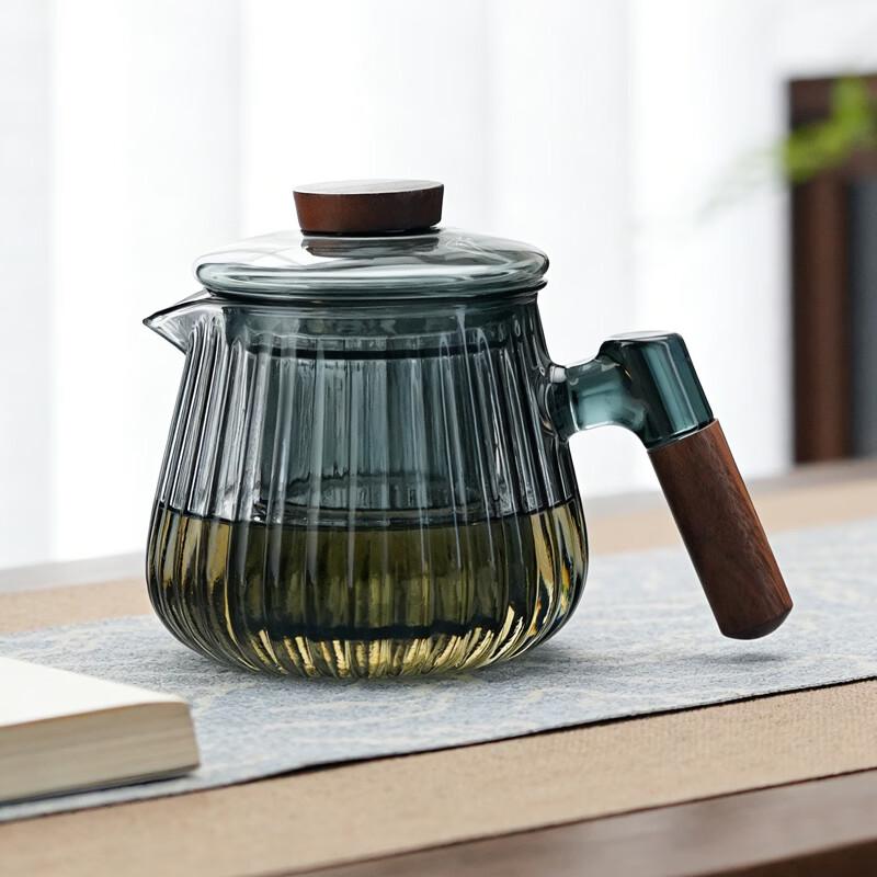 Quandu Heat-Resistant Glass Teapot with Wooden Handle