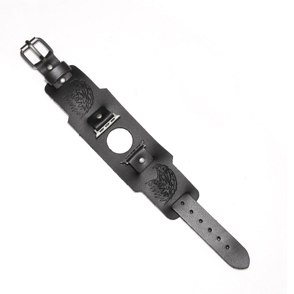 Punk Cuff Cow Leather Bracelet for Apple Watch Strap 44mm 41mm 45mm 49mm 40mm 42mm Watch Band 4 5 6 7 8 9 10 SE Ultra Watchband