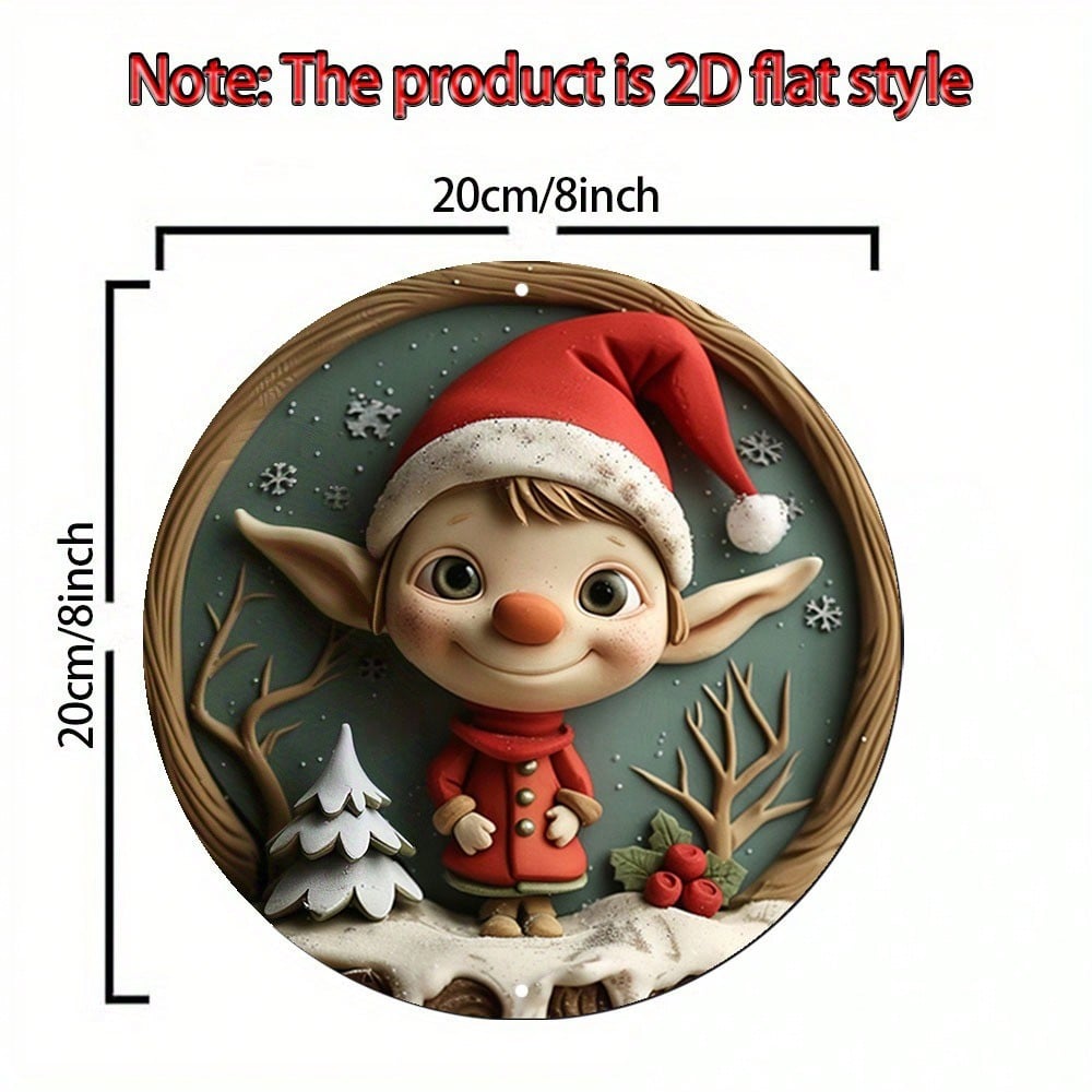 Christmas Elf Metal Wall Art 8 Inch Festive Decor Holiday Gift Home Office