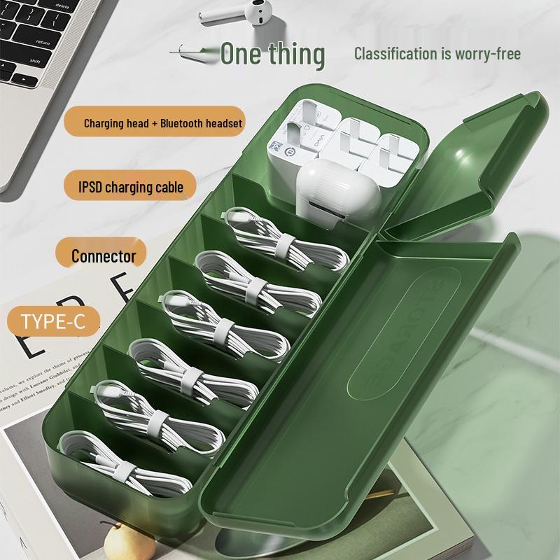 Desktop Cable Organizer Box for Chargers and Cables