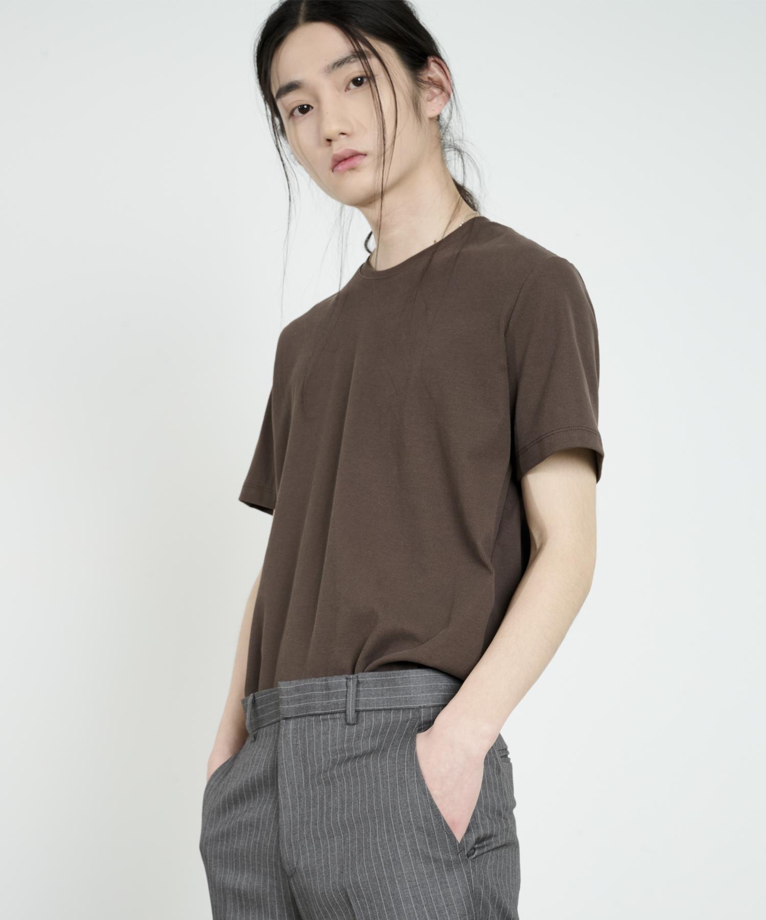 The Dusty White Brown Ribbed T-Shirt M