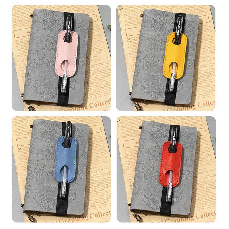 Creative PU Leather Pen Clip Holder Elastic Band Design Portable Pen Organizer for Notebook Diary Work Travel Use