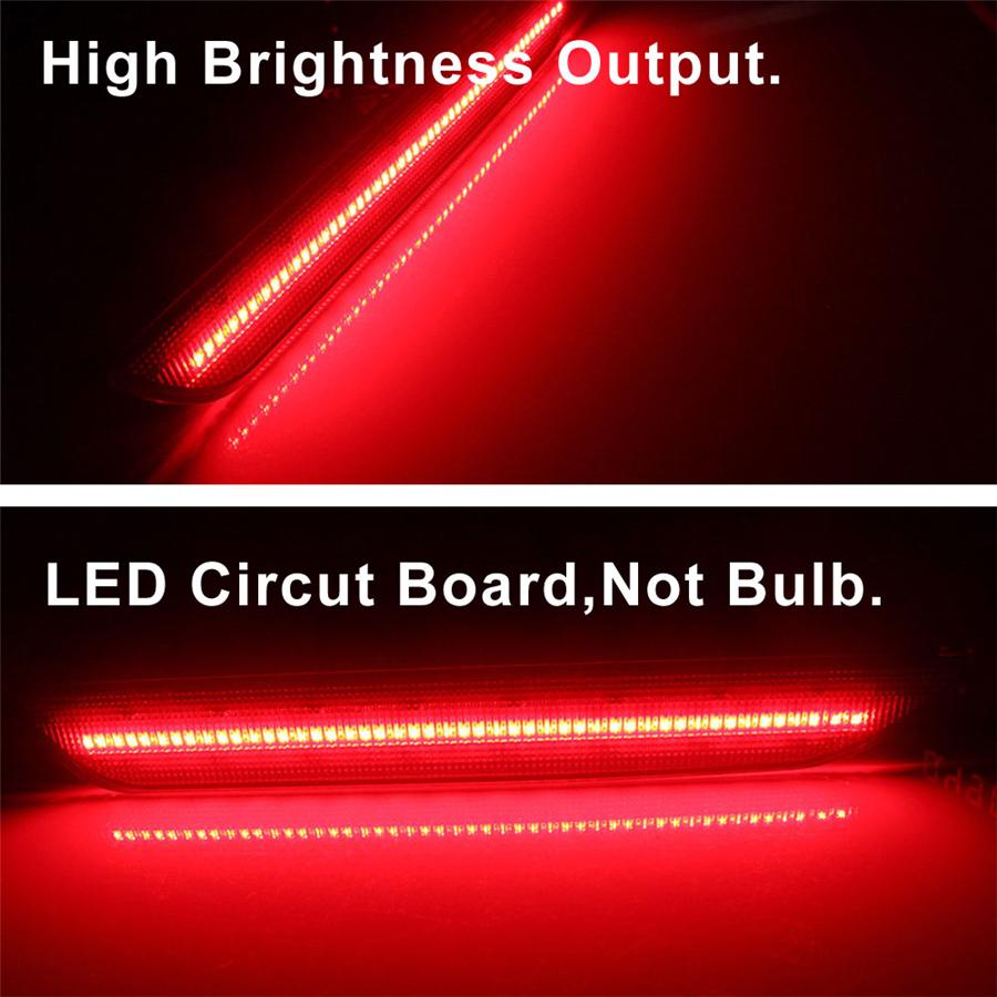 1Set Smoked Lens Rear Side Marker Lamps w/Red LED Lights Fit For 2015+ Ford Mustang