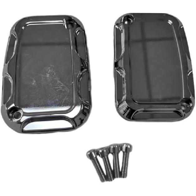 Front Rear Brake Reservoir Master Cylinder Cover, Motorcycle Brake Master Clutch Cylinder Covers, 2008-2017 Compatible with Harley FLH FLHX FLHX Road