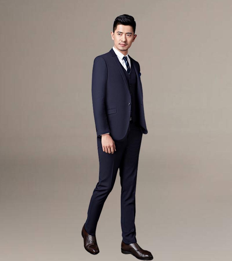 

Мужской деловой костюм в корейском стиле на весну/лето 2024 года - Двойка, одежда для собеседования для студента 48 темно-синий