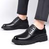 Autumn and winter men's shoes leather thick-soled soft-soled non-slip and wear-resistant waterproof soft leather surface all black work leather shoes