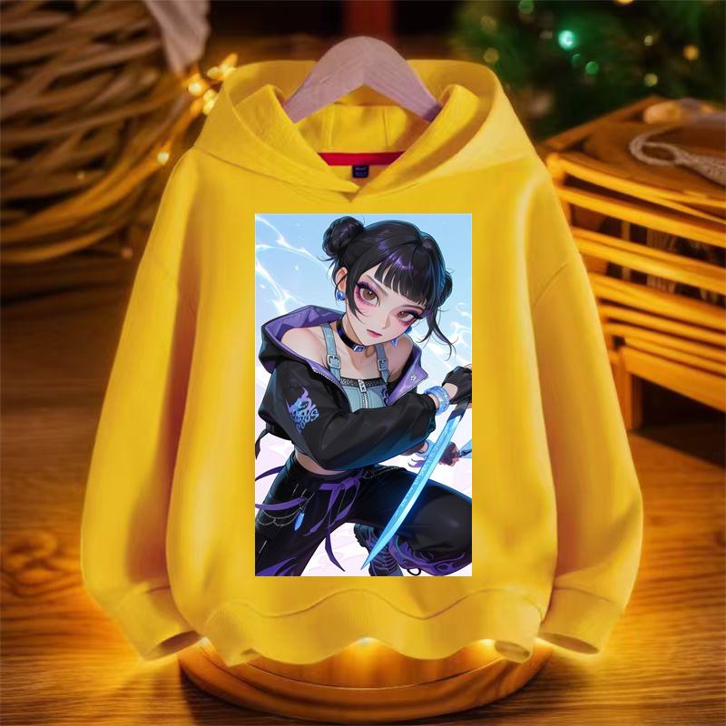 Nieuwe KPop Duiveljager Bedrukte Hoodie Kindermode Herfst/Winter Hoodie Meisje Schattig Sportkleding Top