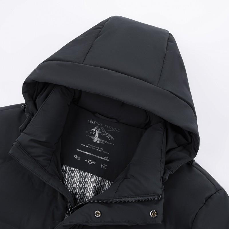 Mens Lightweight Hooded Down Jacket Winter Daily Wear Loose Fit Warm Parka With Removable Hat 50% Goose Fill