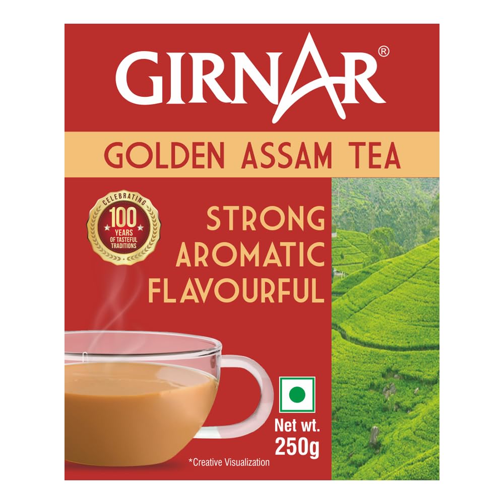 Girnar Golden Assam Tea 250g Loose Leaf Black Tea Premium 2nd Flush CTC Brew for Connoisseurs
