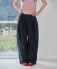 Leondeondada Nylon Pintuck Balloon Slacks, Navy