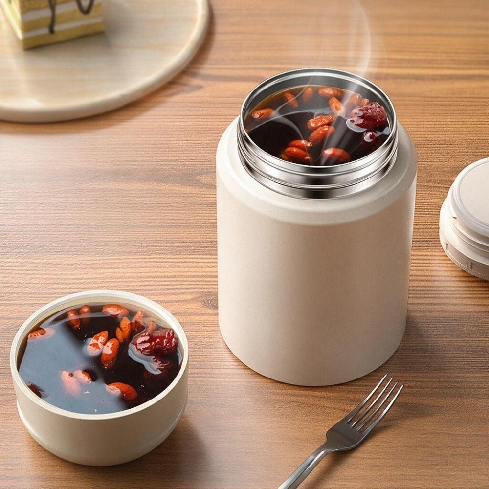Long-lasting Keep Cool/Warm Thermal Food Container with Folding Spoon Thermal Soup Cup Office