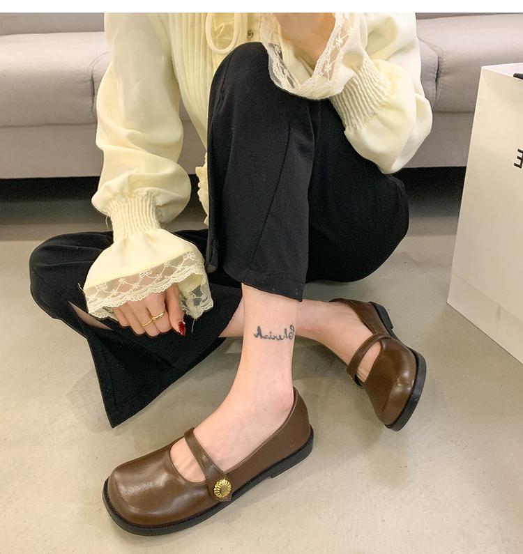 Fashion IPPEUM Mary Janes Shoes For Women Ballet Flats Pu Leather Black Loafers Lolita Shoes Round Toe zapatos de mujer