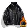 Autumn and winter stand-up collar locomotive style young and young leather jacket ruffian handsome temperament loose leather jacket