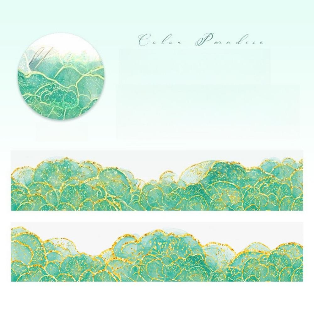 1PC watercolor smudging and bronzing PET tape, color paradise series handbook material decoration circular sticker
