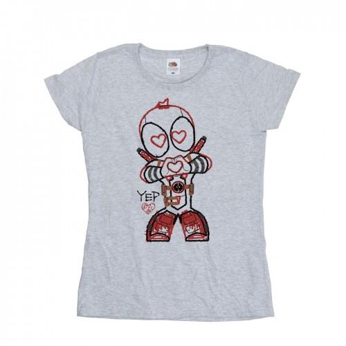 

Marvel Womens/Ladies Deadpool Love Beam Line Cotton T-Shirt XXL білий