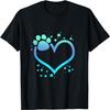 Blue Paw Print Heart Cute Dog Cat Love Valentines Day Men Women Girls Kids T-Shirt