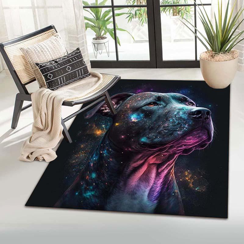 Crystal Velvet Galaxy Dog Face Carpet - Non-Slip Floor Mat, Large Size up to 2.16m², Vibrant Cosmic Design for Home, Hote