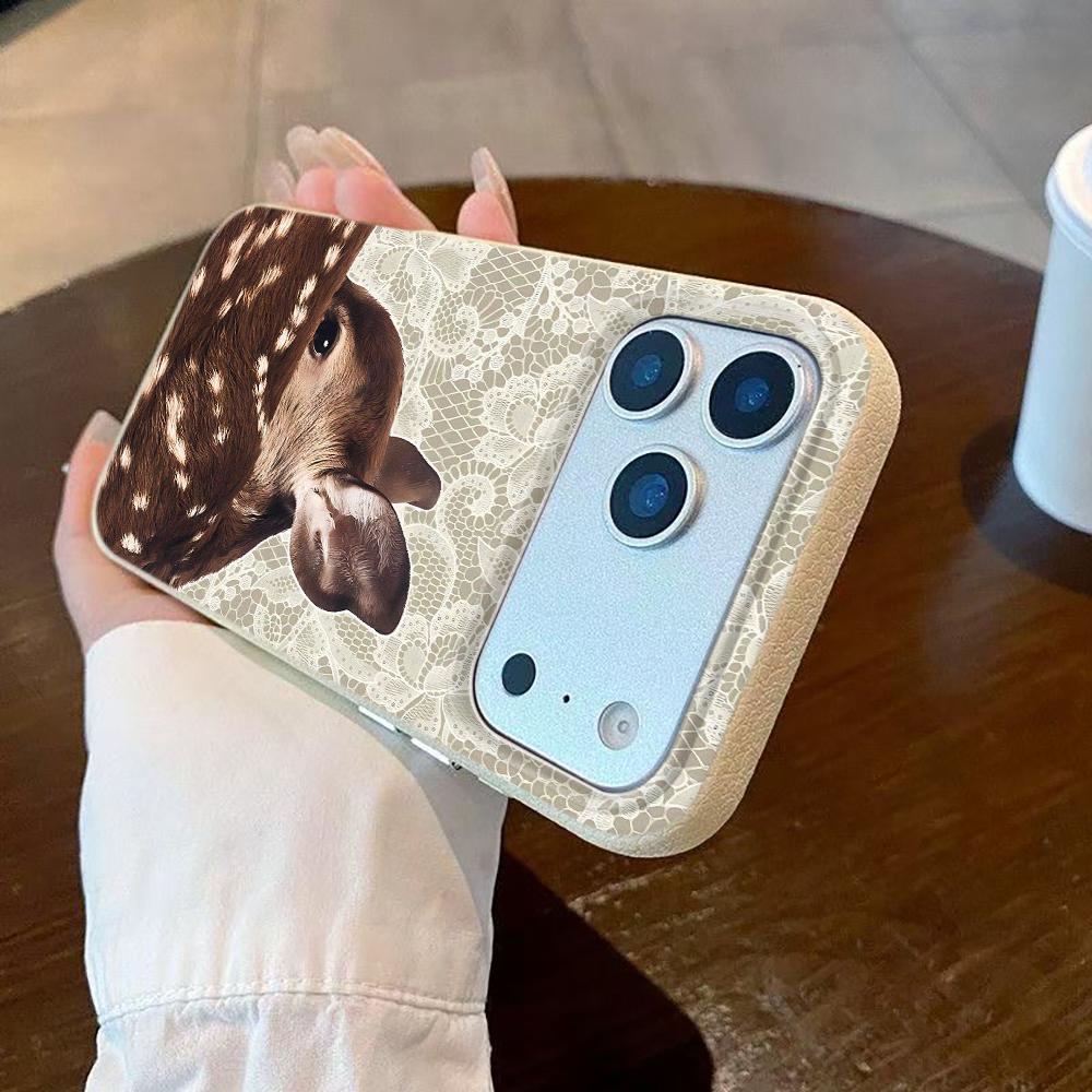 Lace Moose Phone Case For IPhone 16 15 14 13 12 11 Pro Max 17 14 Plus 16e Soft Shockproof Bumper Silicone Back Cover