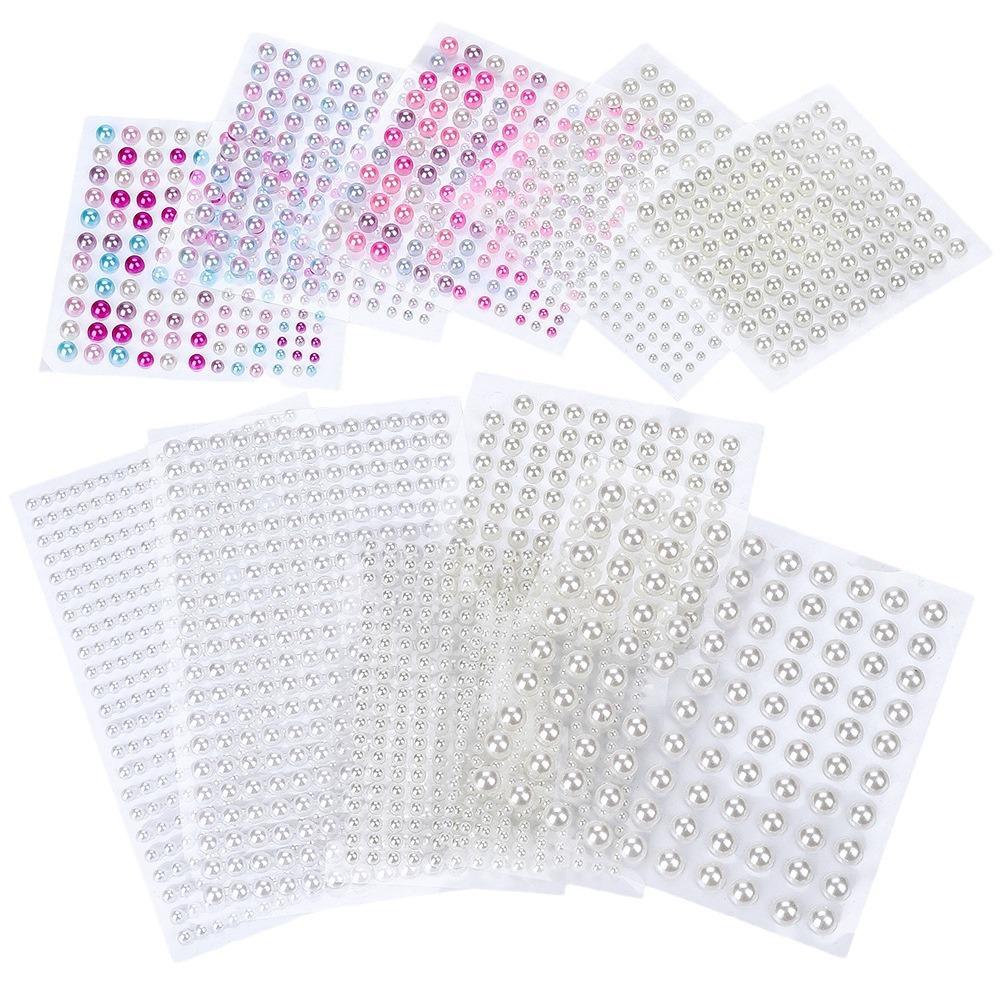 Nail Art Pearl Sticker Abs White Pearl Sticker Diamond Music Festival Makeup Decoration Face Sticker Diamond Jewelry Comes With Glue
