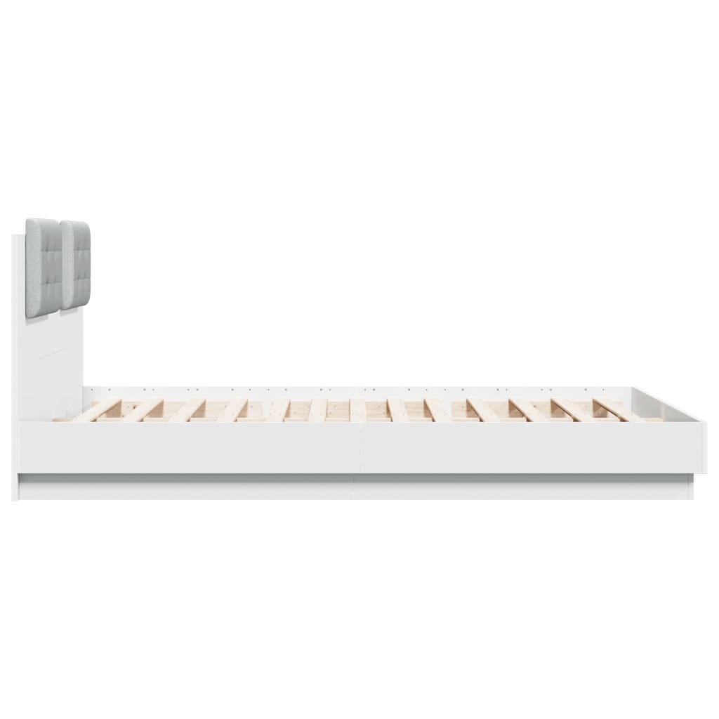 Vidaxl Rama Łóżka Z Wezgłowiem I Led, Biała, 150X200 Cm