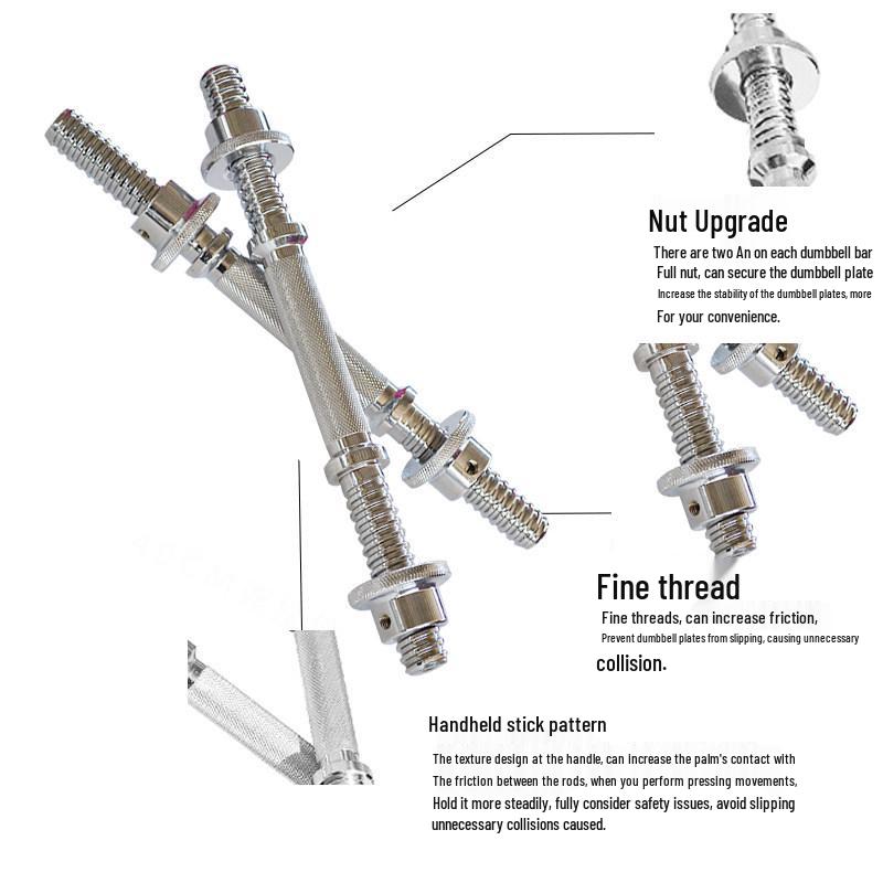 Dumbbell-to-Barbell Connector Rod: 35cm, 40cm, 50cm, 60cm Steel Extension