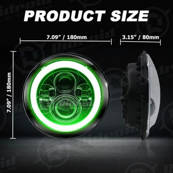 7" Inch Motorcycle LED Projector Headlight Green DRL For Triumph Bonneville T100