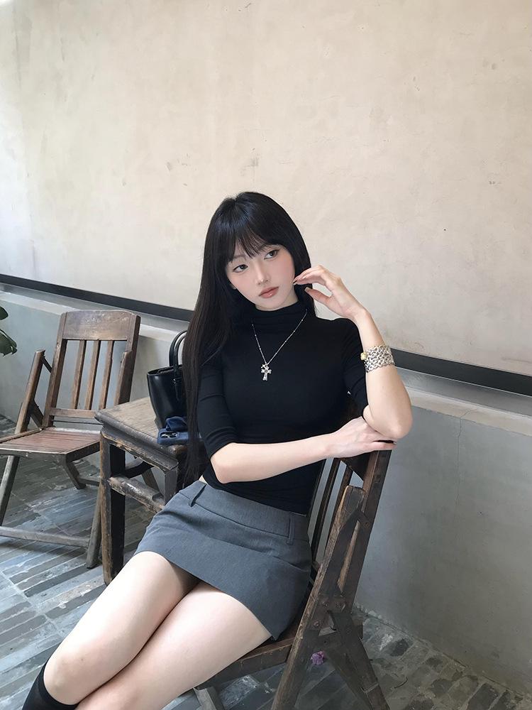 Gray Hip-Hugging Half Skirt: Slimming Temperament, Plus Size, Spring/Autumn Women s Fashion S