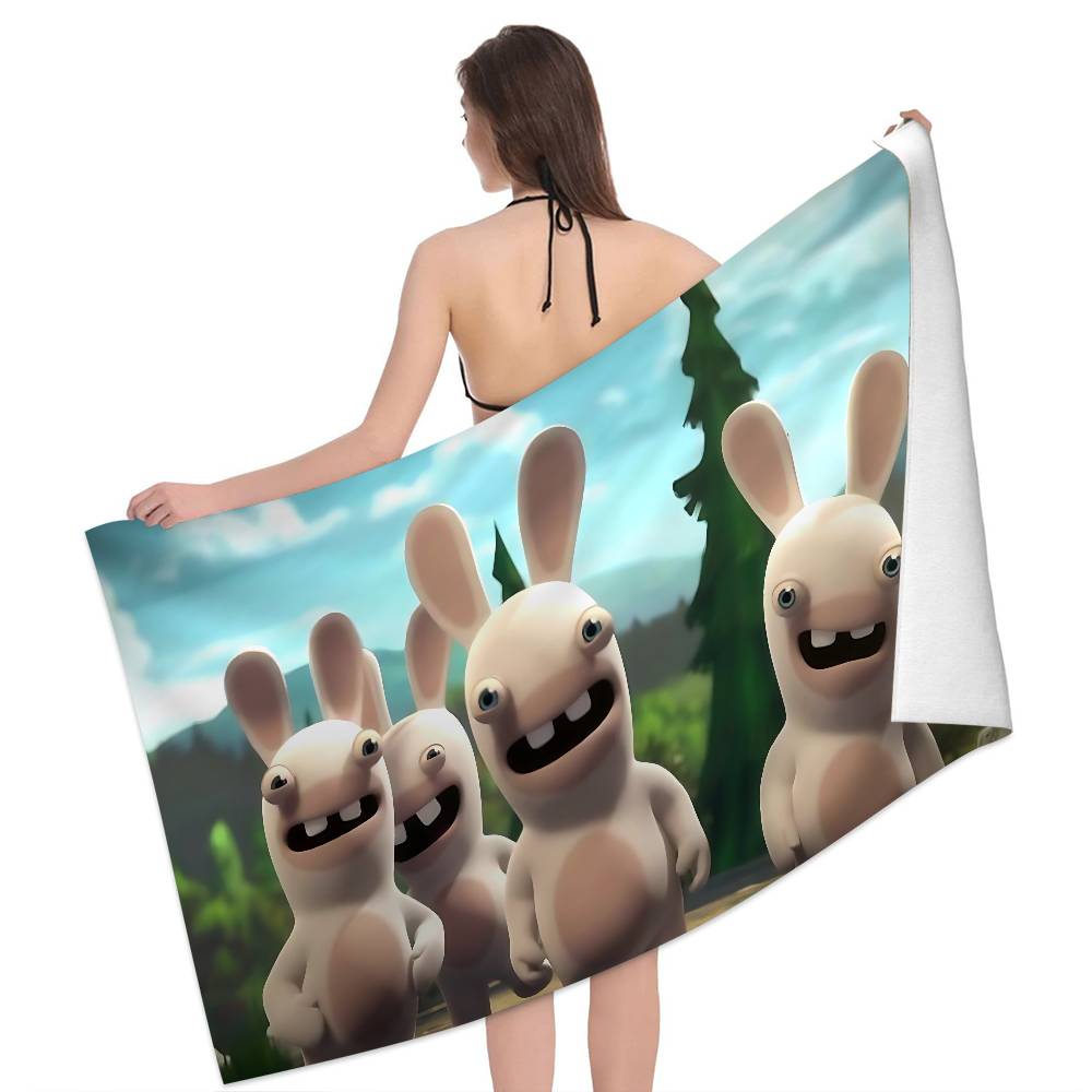 R-Rabbids I-InvasionS Microfiber Printed Beach Towel Mountain Climbing Yoga Beach Swimming Running Absorbent Soft Towel