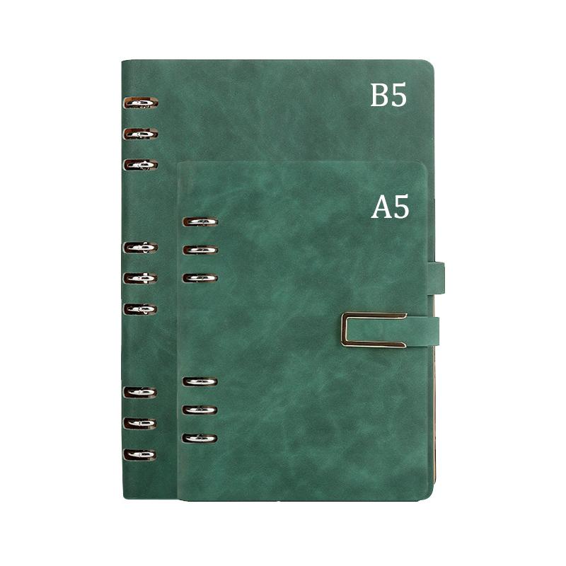 A5/B5 Detachable Metal Clip Loose Leaf Retro Notebook 100 Sheets/Book PU Hardcover Writing Diary Office Conference Study CS-021