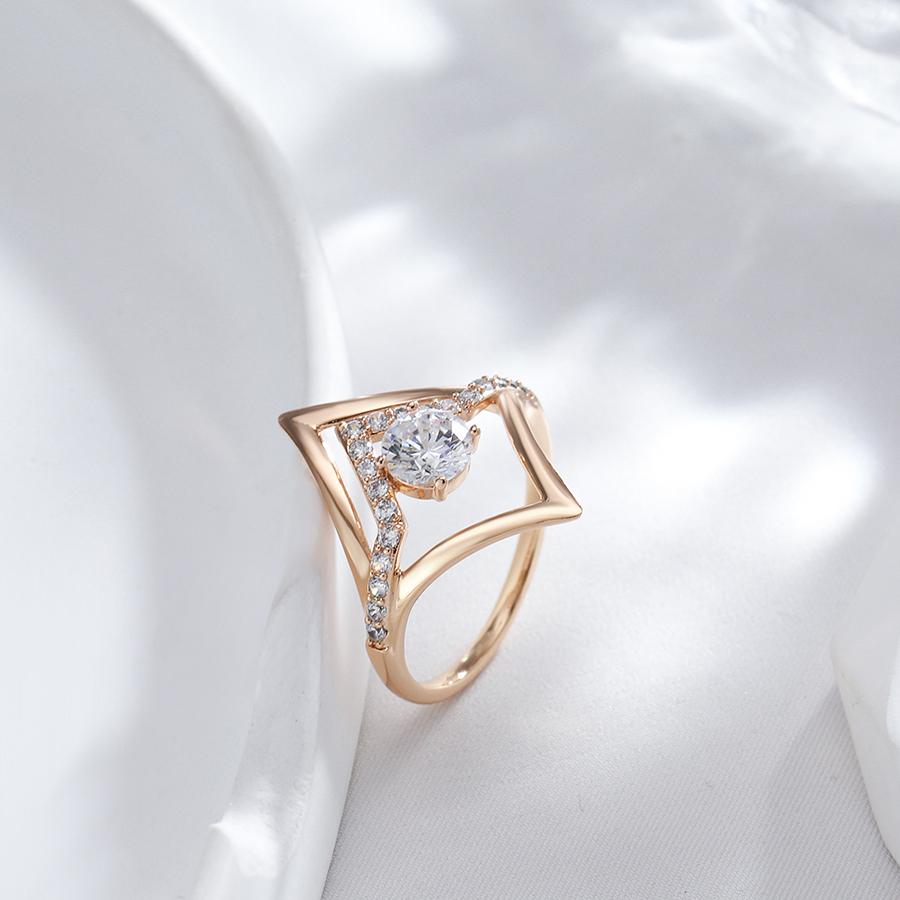 Fashion Bride Wedding Rings  Rose Gold Unique Rhombus Natural Zircon Rings For Women High Quality Daily Jewelry