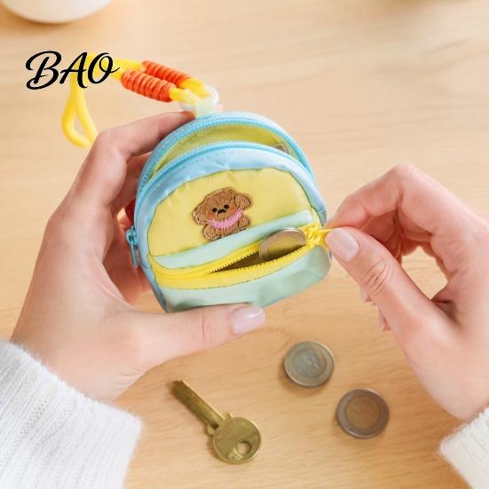 Macaron Color Headphone Case Small Coin Purse, Style Mini Backpack Pendant with Lanyard, Lightweight Durable Fabric Purse Pouch Double Zippered