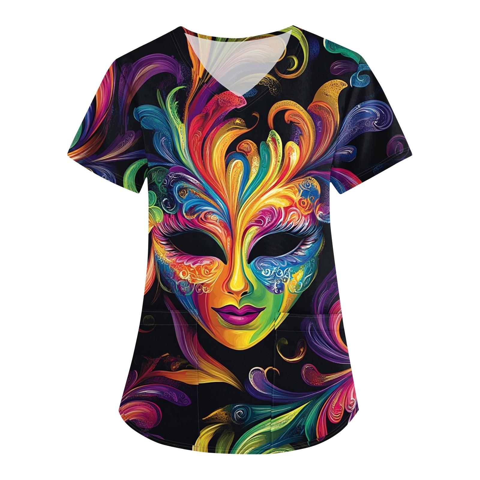 

Женская мода V-образный вырез с короткими рукавами рабочая одежда с карманами карнавальный принт верхняя одежда по уходу S жёлтый