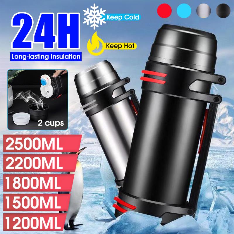 thermos flask with 2 cups