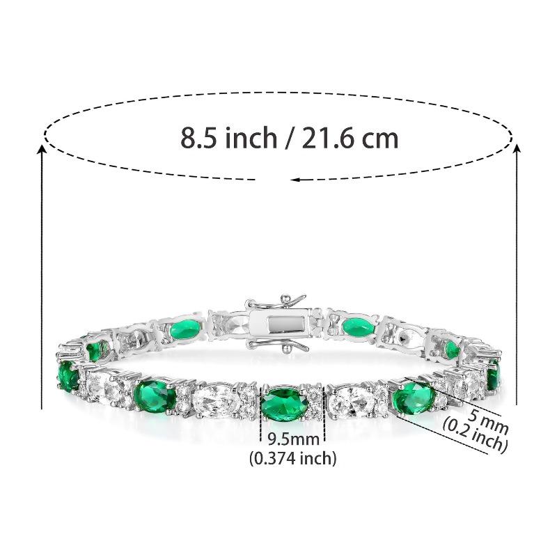 

A 5mm copper inlaid white zirconium green zirconium tennis bracelet fashionable eight-character buckle chain, chain 6.0inch
