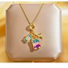 Womens Light Luxury Rainbow Drip Oil Airplane Travel Pendant Clavicle Necklace